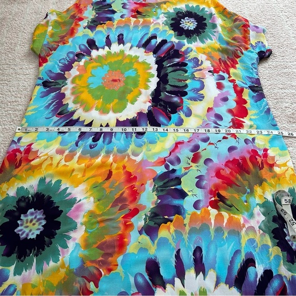 Seven Islands Floral Tie Dye Midi Dress Dolman Sleeve Cocoon Style Size Large XL - Picture 8 of 13